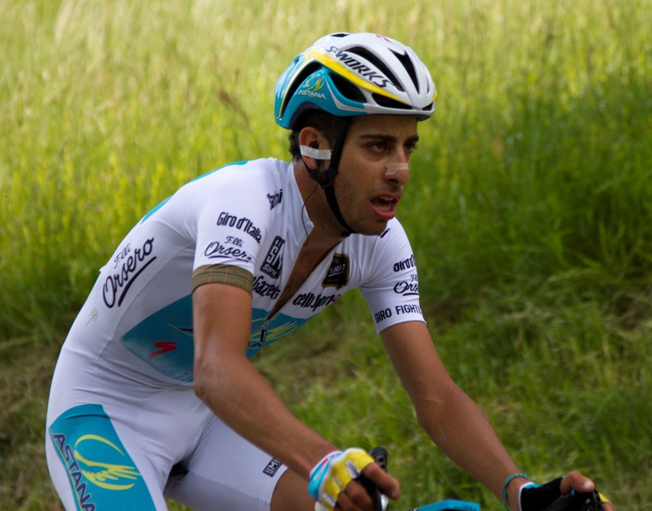 Fabio Aru in corsa al Giro d'Italia 2014