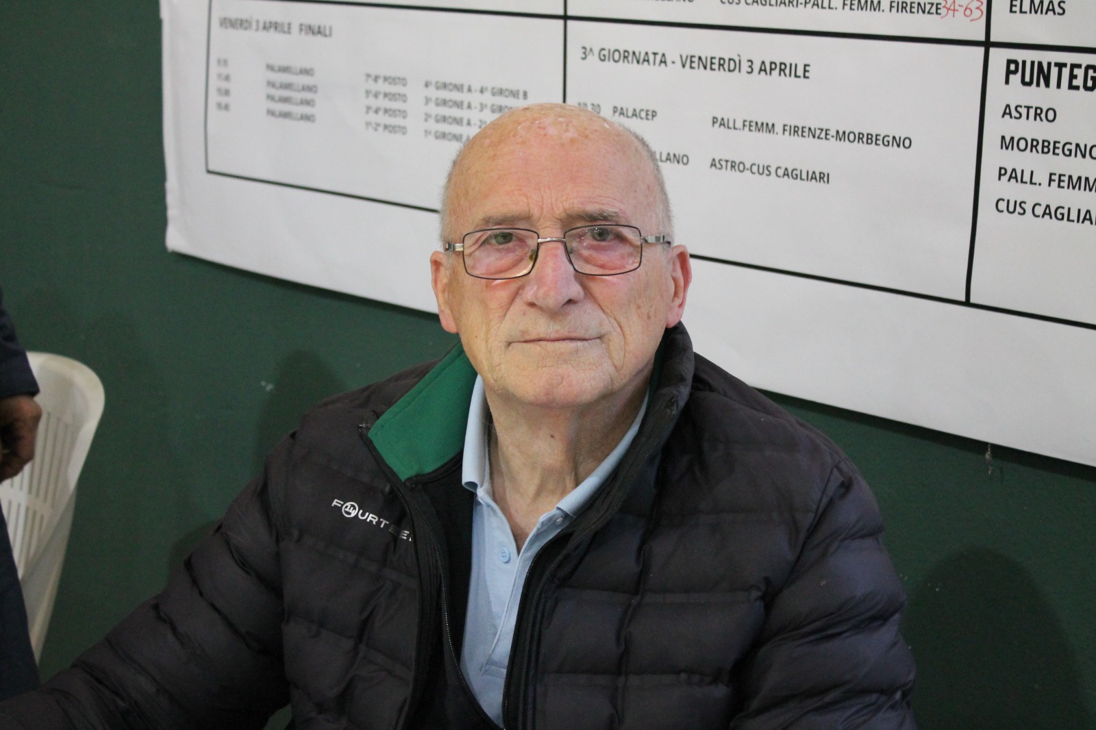 Ermanno Iaci in età più recente, nel contesto del PalaCEP di Cagliari
