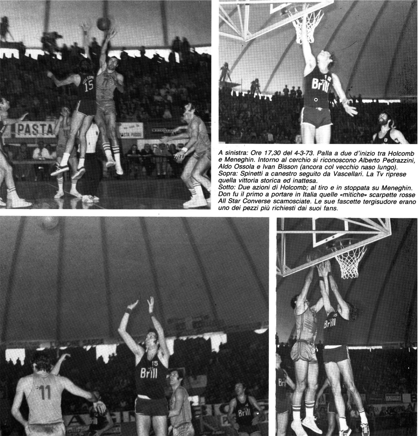 Pagina fotografica sulla partita del 4 marzo 1973 tra Brill e Ignis Varese